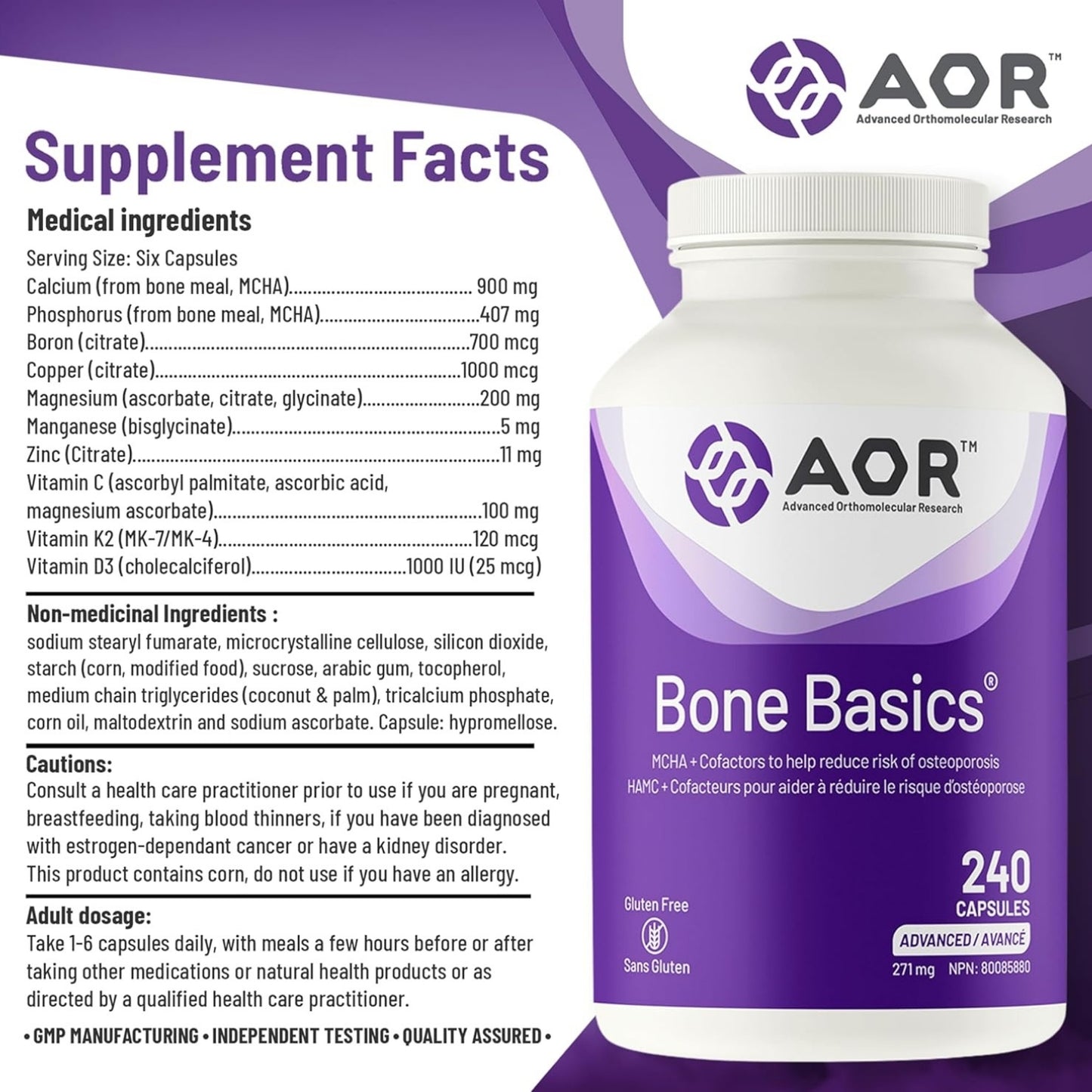 AOR Bone Basics 271mg 240 Capsules