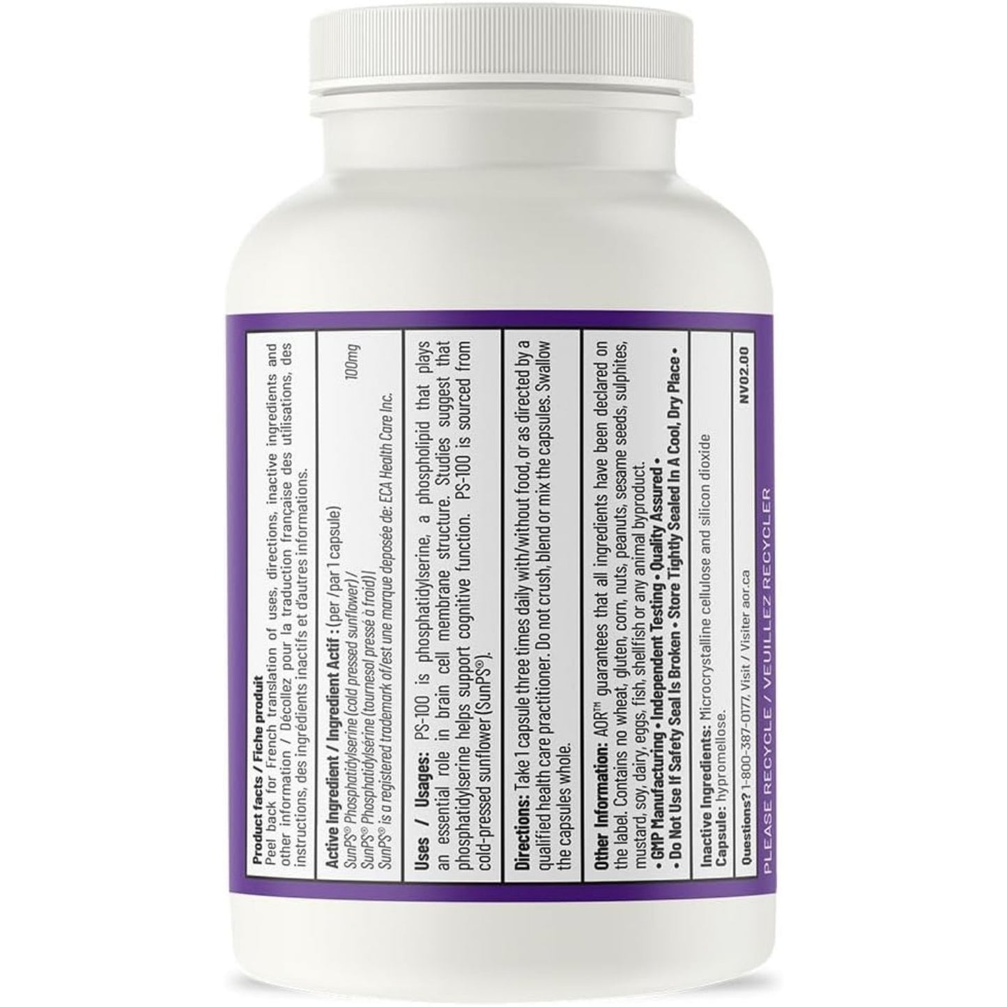 AOR PS-100 100mg 60 Capsules (Phosphatidylserine)