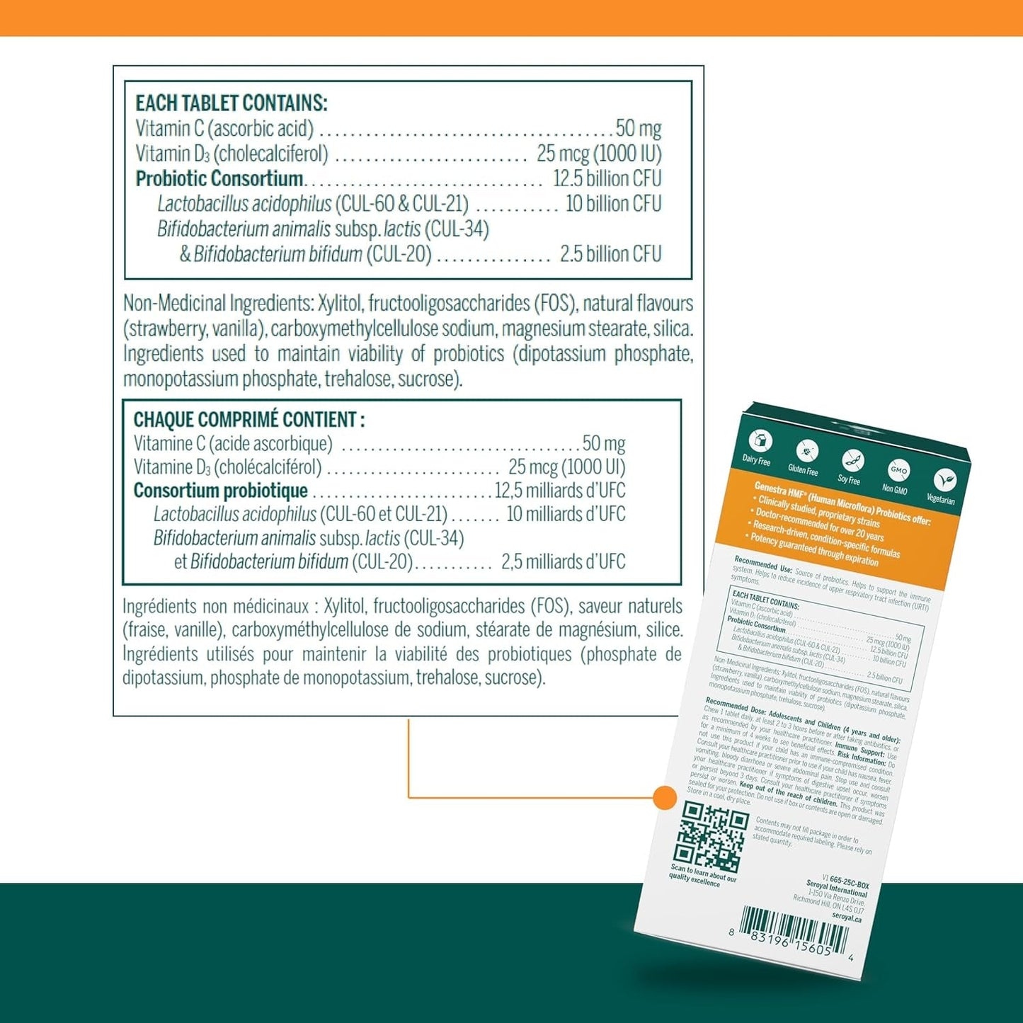 Genestra HMF Fit For School (Shelf-Stable) Probiotic Natural Strawberry-Vanilla flavour 25 Chewable Tablets