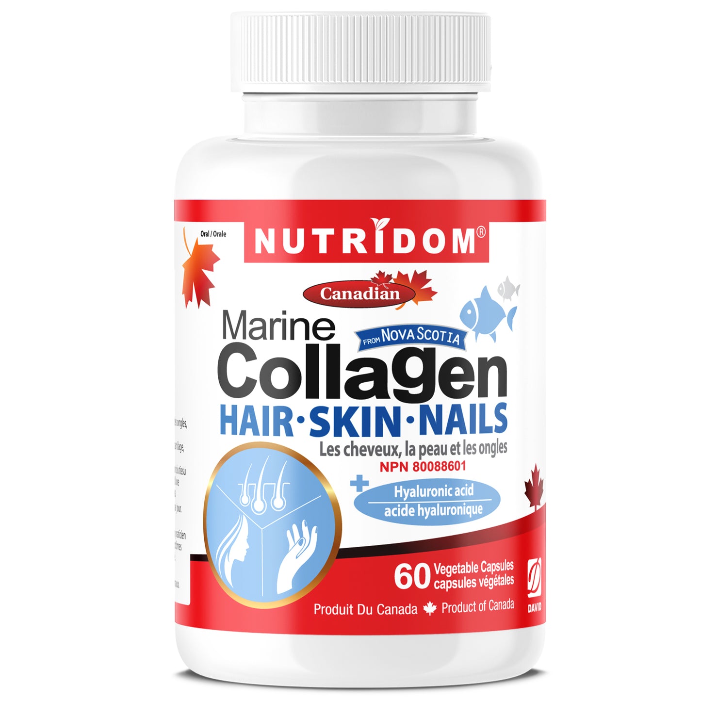 Nutridom Hydrolyzed Marine Collagen Peptides, 600mg, 60 Veggie Capsules