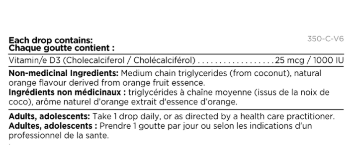 Platinum Naturals Vitamin D3 Drops 1000 IU 15ml Orange Flavour