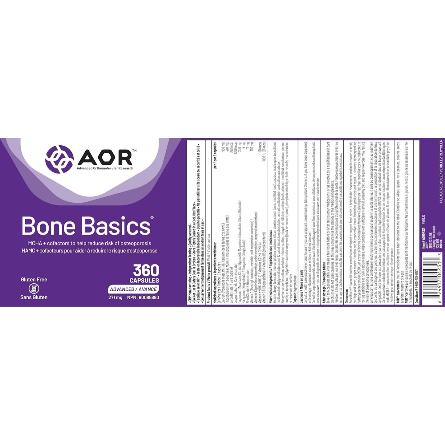 AOR Bone Basics 271mg 360 Capsules