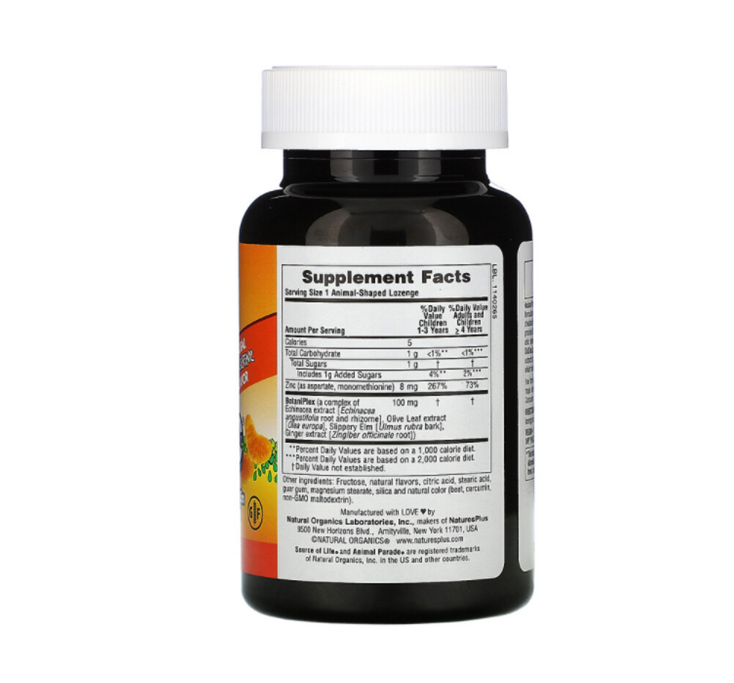 Nature's Plus Animal Parade Kid Zinc Lozenges, Natural Tangerine Flavor, 90 Animal-Shaped Lozenges