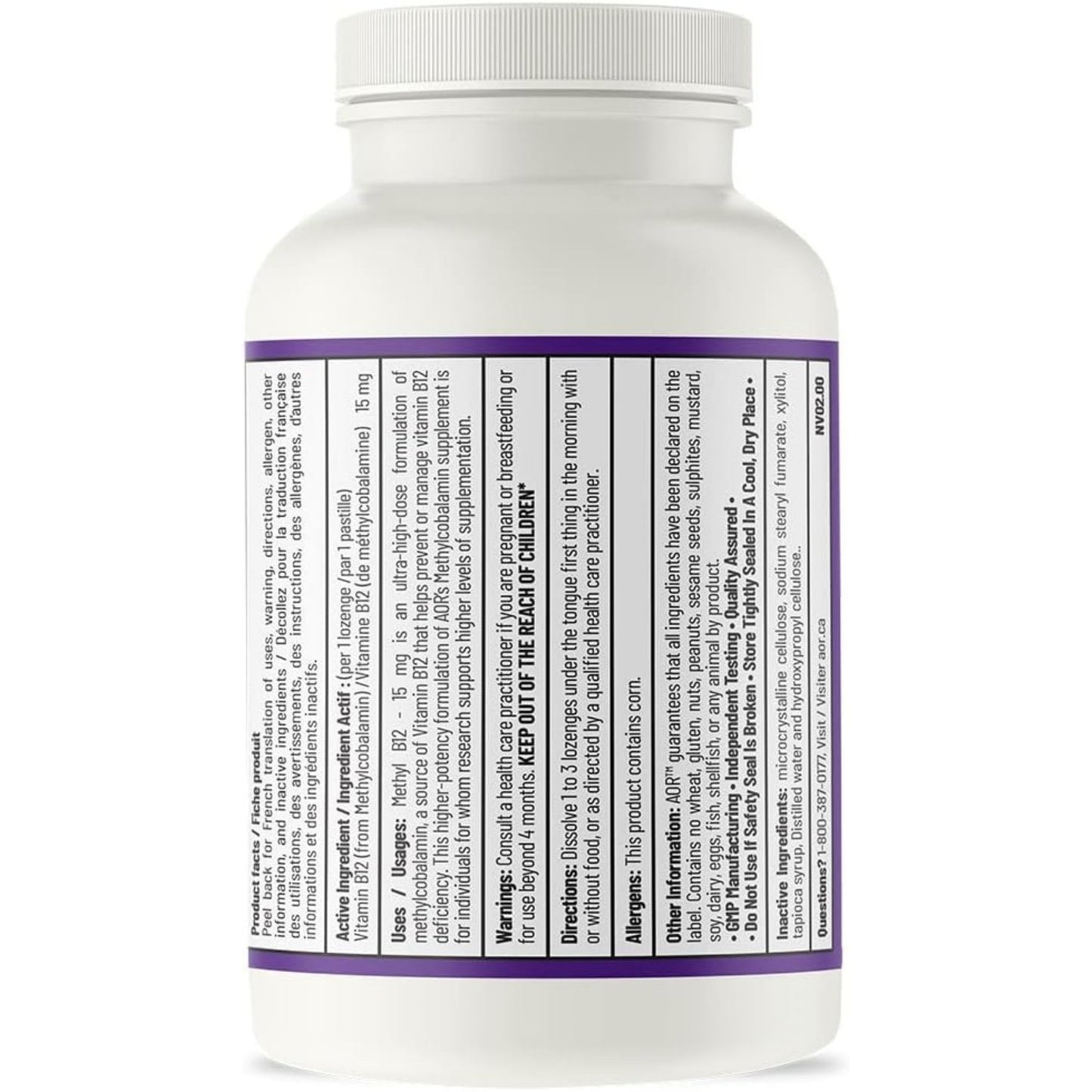 AOR Methyl B12 15mg 60 Lozenges