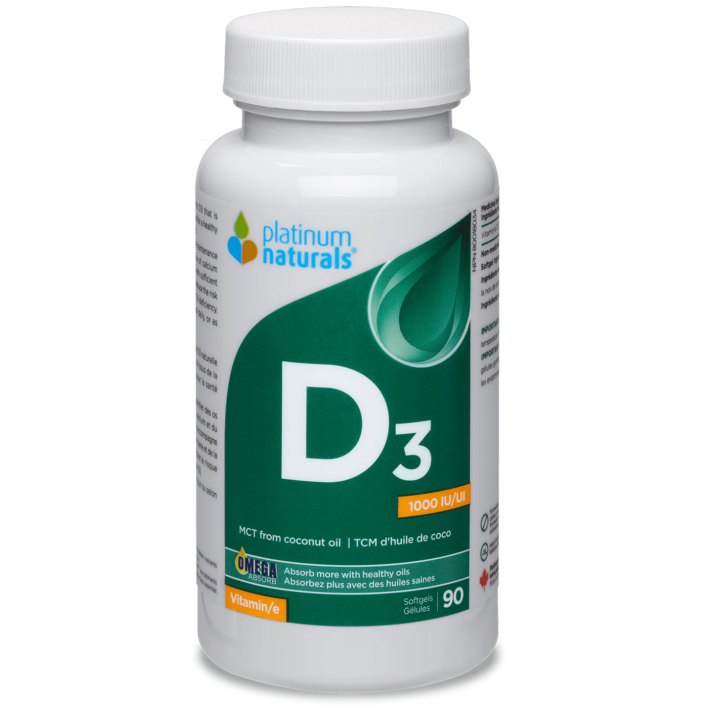 Platinum Naturals Vitamin D3 1,000IU 90 Softgels