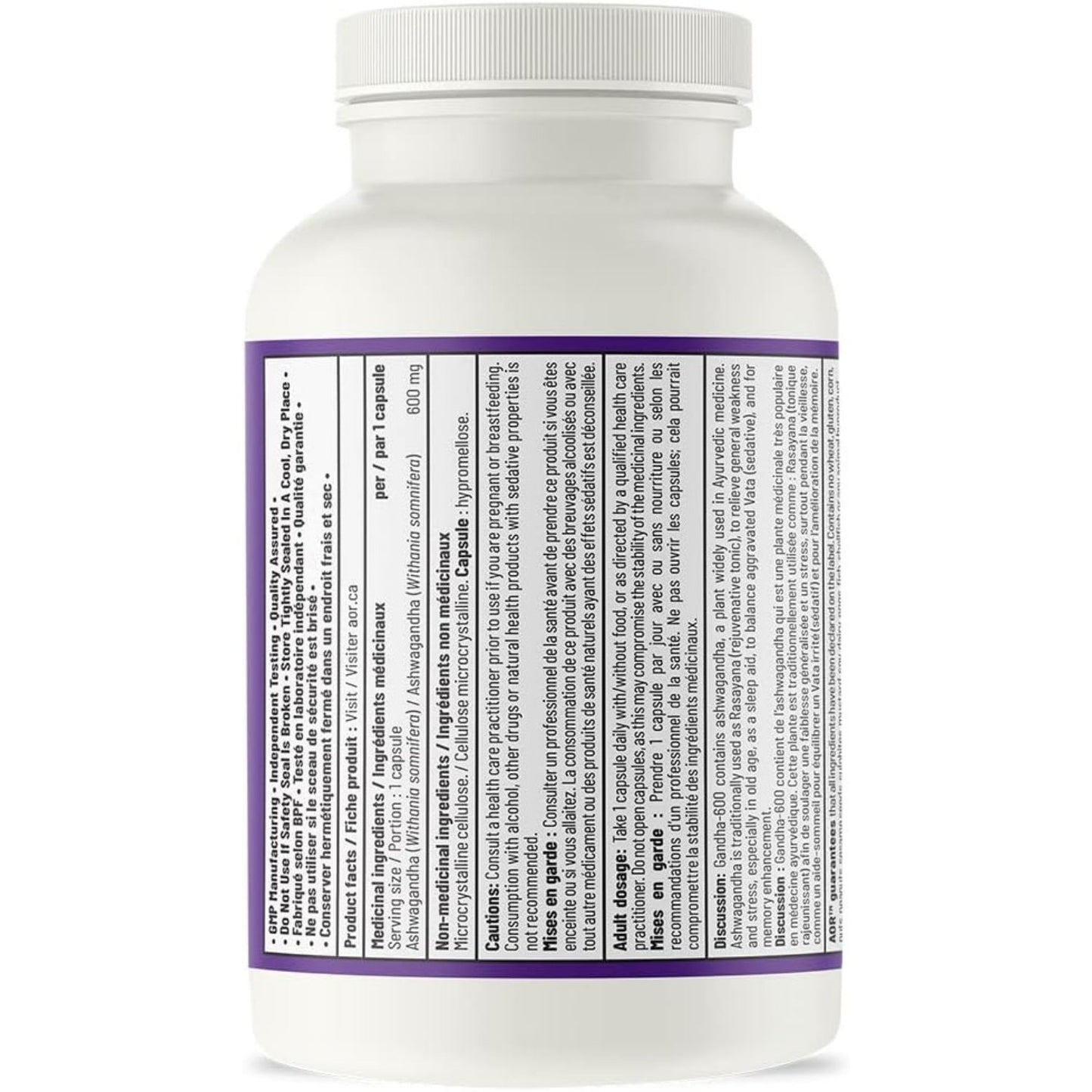 AOR Gandha-600 600mg 120 Capsules