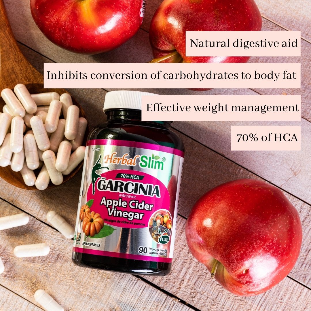 Herbal Slim Garcinia Cambogia 70% with Apple Cider Vinegar, 90 Veggie Capsules