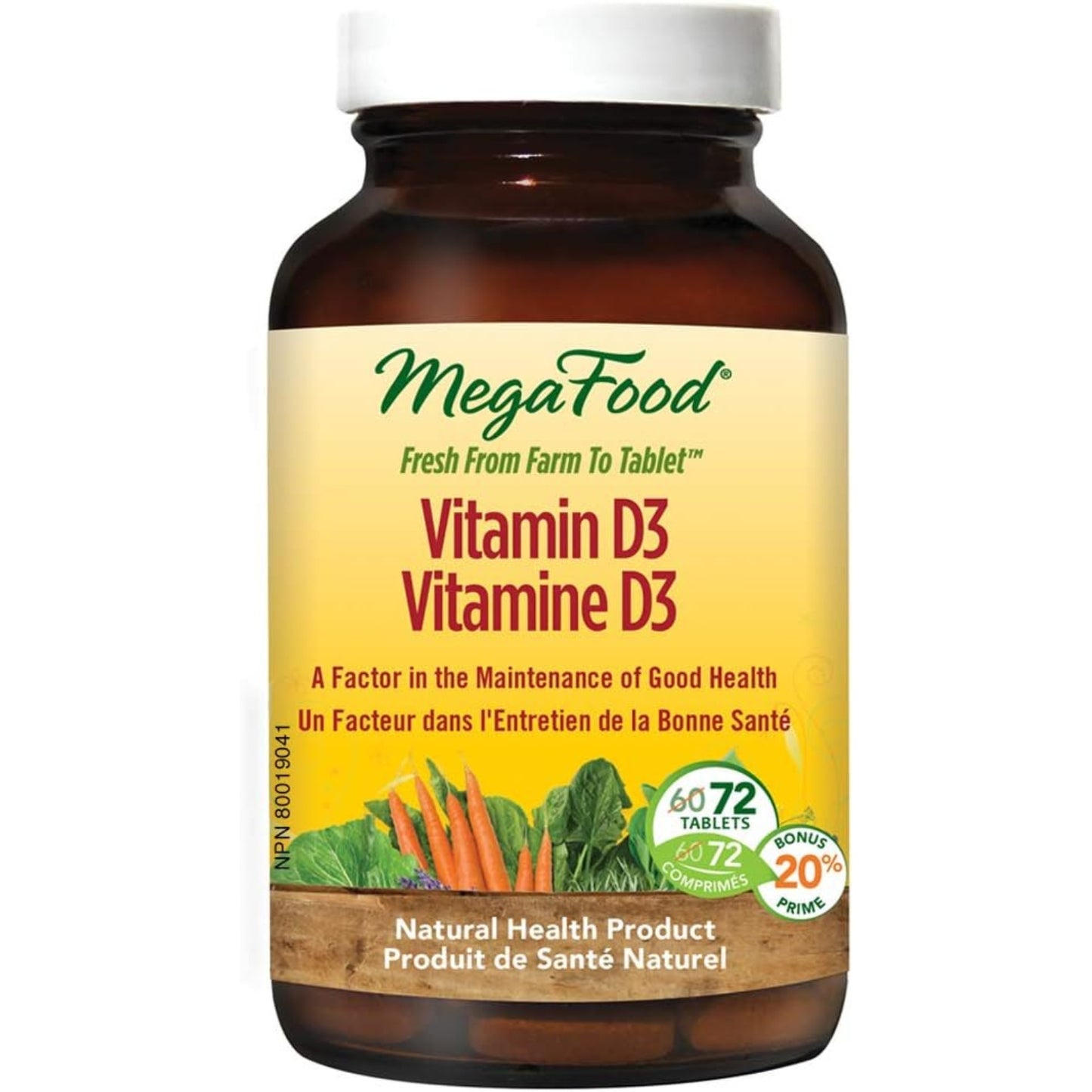 MegaFood Vitamin D3 1000 IU 72 Tablets