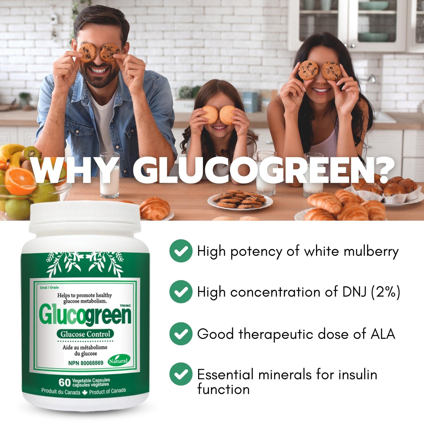 Glucogreen Glucose Control 500mg 60 Vcaps - 3Pack