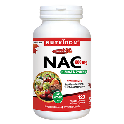 Nutridom NAC, N-Acetyl-L-Cysteine, 600 mg, 120 Veggie Capsules - 6 PACK