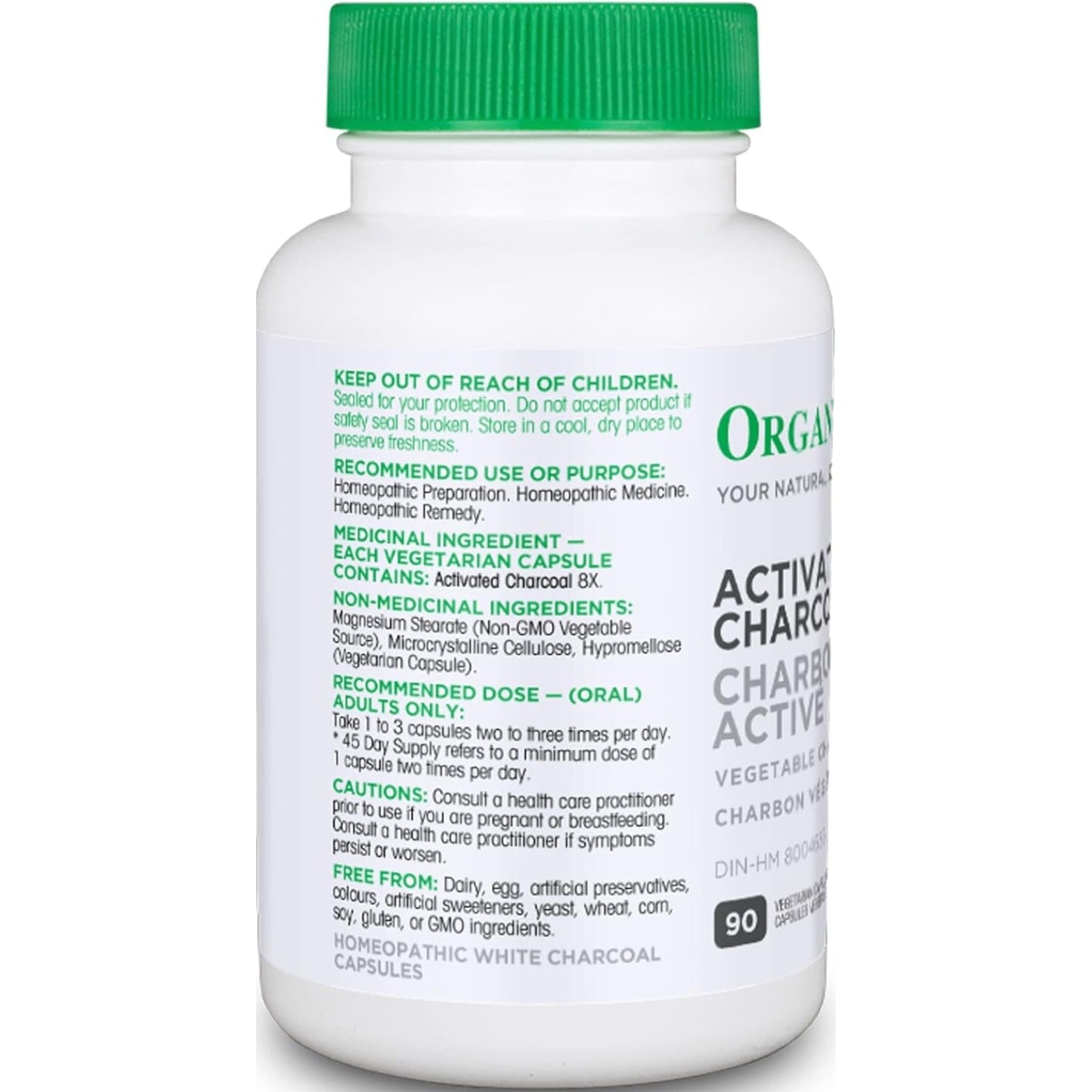 Organika Activated Charcoal 90 Veggie Capsules