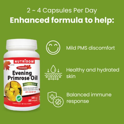 Nutridom Evening Primrose Oil, 500 mg, 200 Softgels