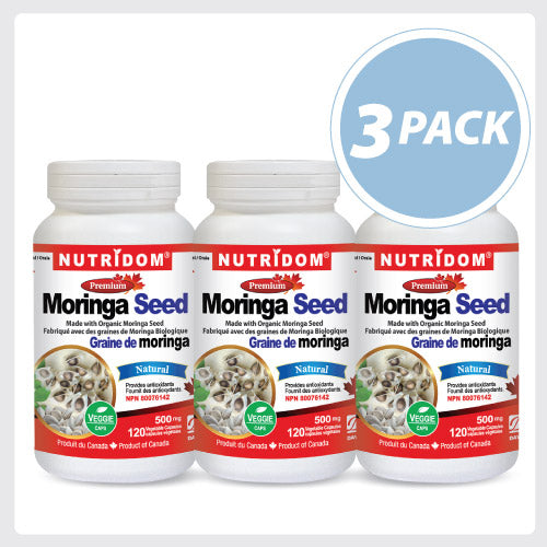 Nutridom Moringa Seed, 500 mg, 120 Veggie Capsules - 3Pack