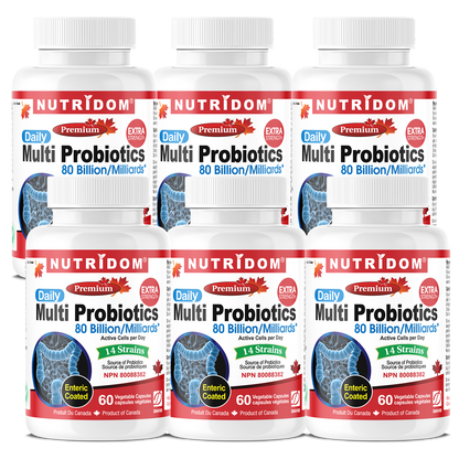 Nutridom Multi Probiotics, 80 Billion, 14 Strains, 60 Veggie Capsules - 6 PACK