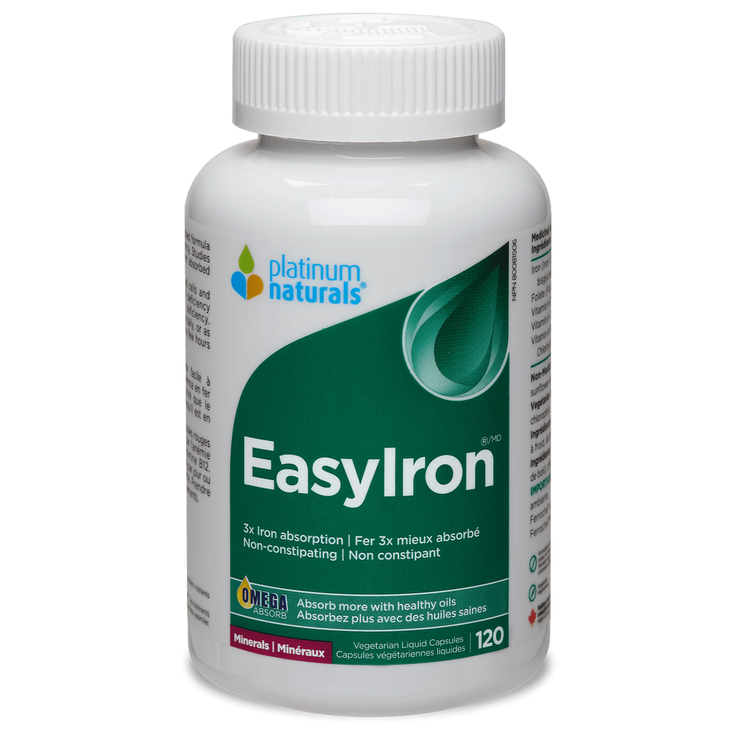 Platinum Naturals EasyIron 120 Liquid Veggie Capsules