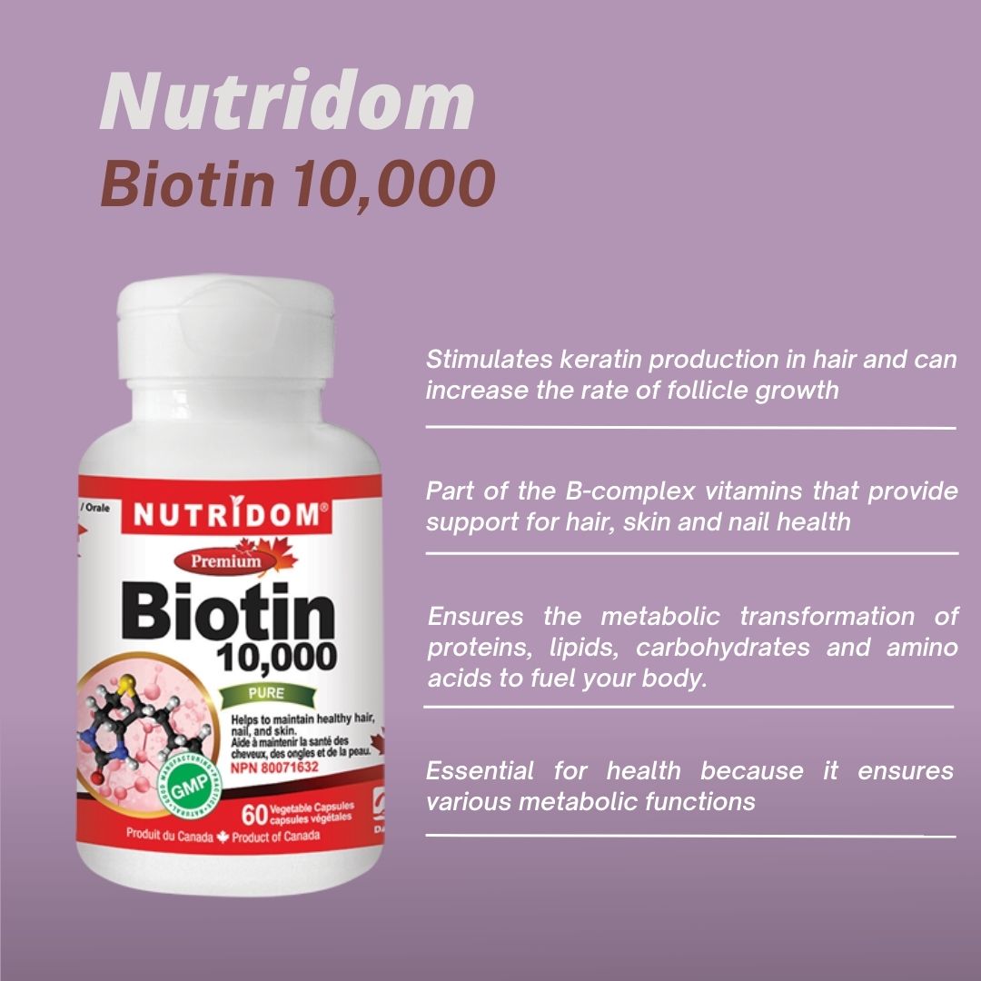 Nutridom Biotin, 10,000 mcg, 60 Veggie Capsules