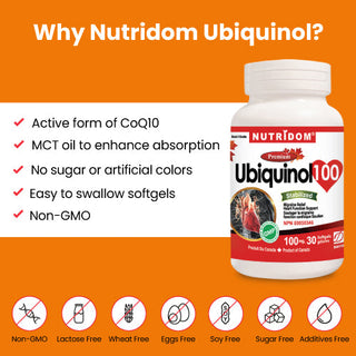 Nutridom Ubiquinol, 100 mg, Stabilized, 30 Softgels