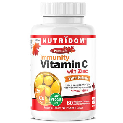 Nutridom Timed Release Vitamin C with Zinc, 60 Veggie Capsules