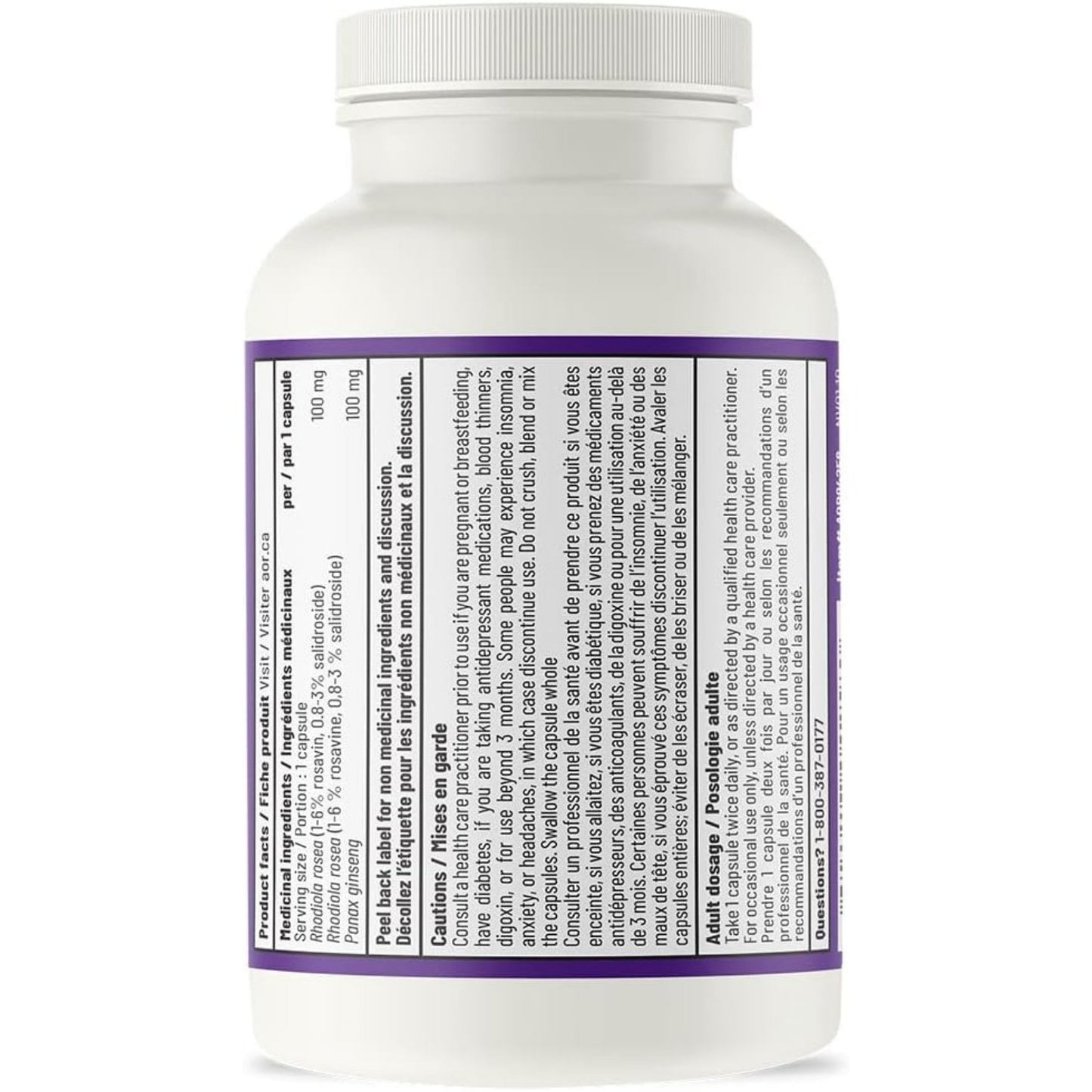 AOR Rhodiola Rosea with Ginseng 200mg 60 Capsules