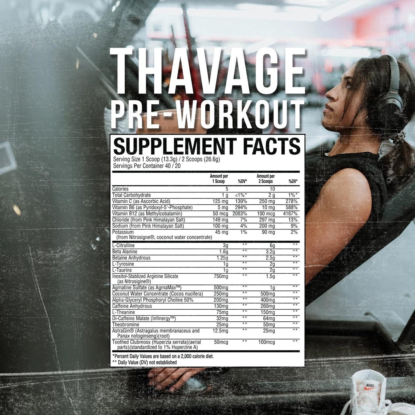 RAW Thavage Pre-Workout Powder - Chris Bumstead Sports Nutrition Supplement for Men & Women - Preworkout Energy Powder with Caffeine, L-Citrulline, L-Tyrosine, & Beta Alanine Blend (Peach Bum)