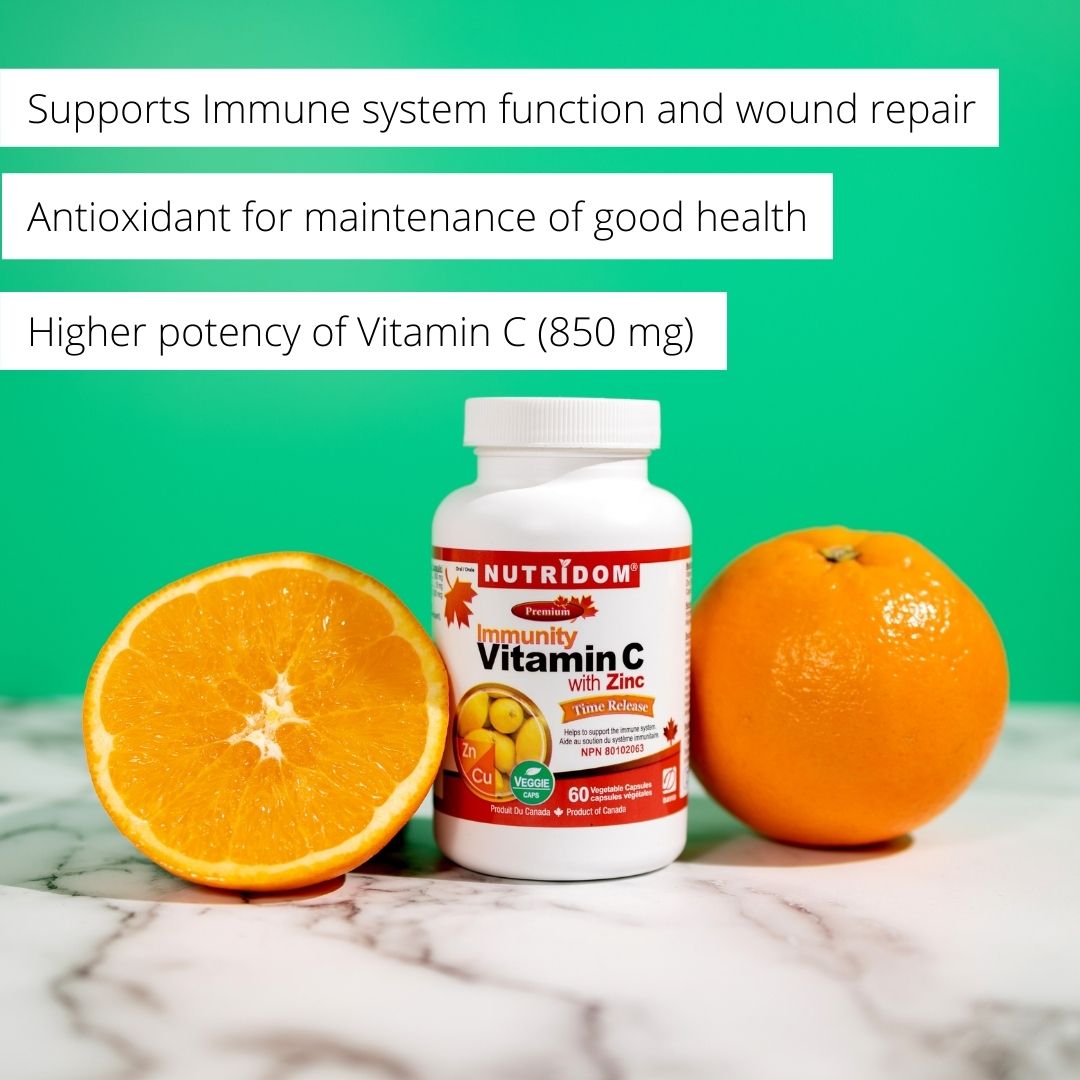 Nutridom Timed Release Vitamin C with Zinc, 60 Veggie Capsules