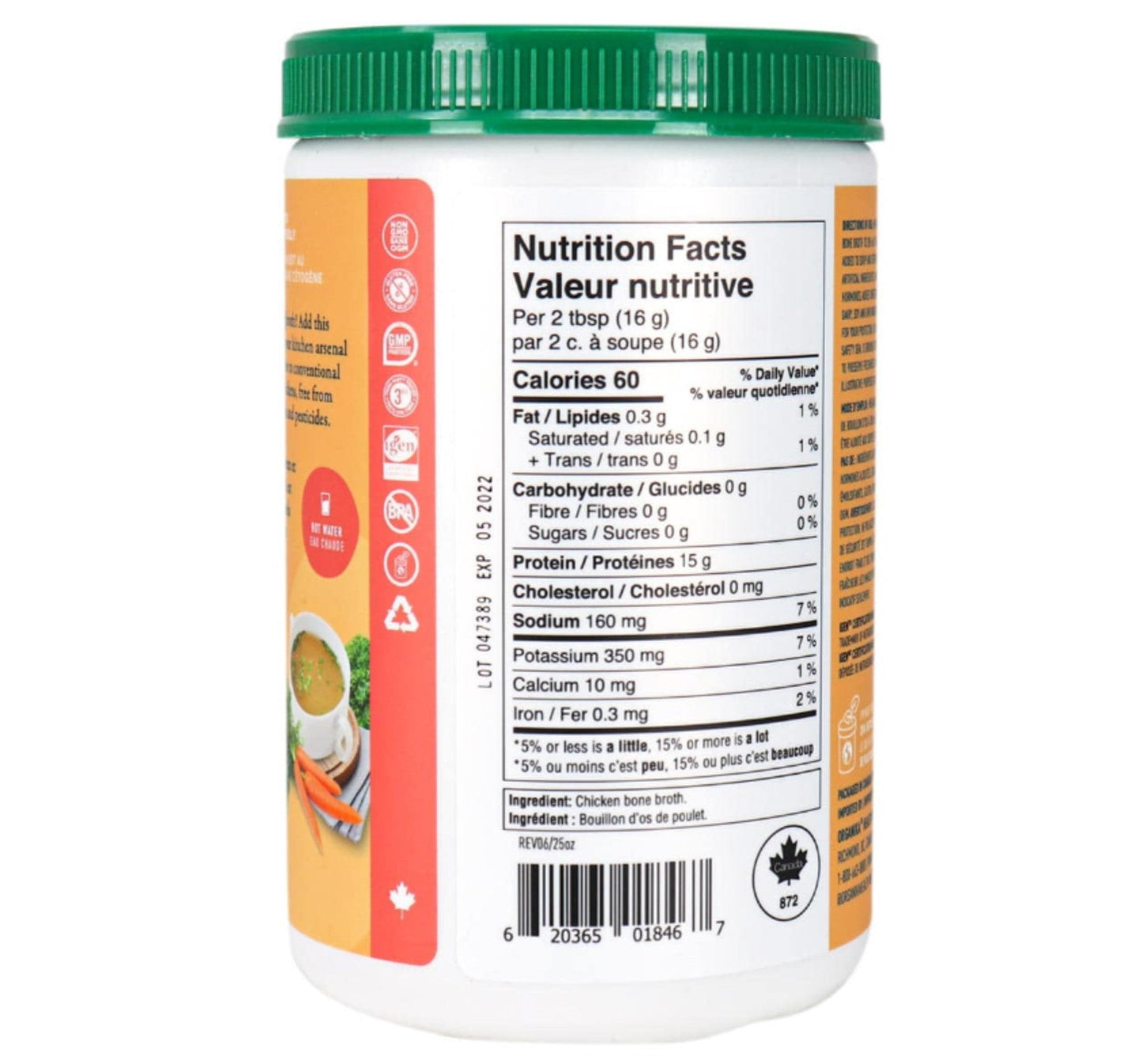 Organika Bone Broth Chicken Original Protein Powder 300g