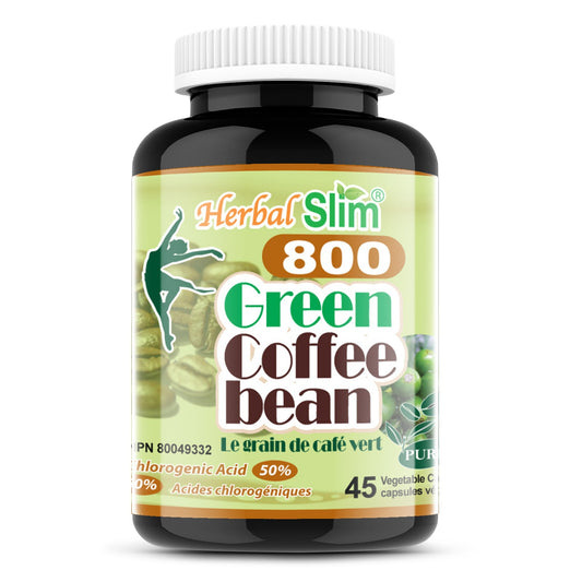 Herbal Slim Green Coffee Bean 800 mg, 50% Chlorogenic Acid, 45 Veggie Capsules