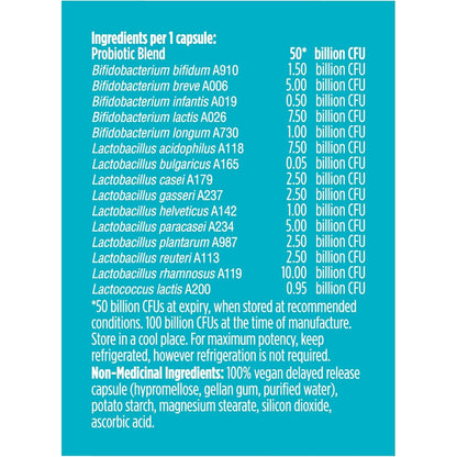 Genuine Health, Advanced Gut Health Probiotic 50 Billion CFU Daily Care Extra Strength, 30 Vegan capsules