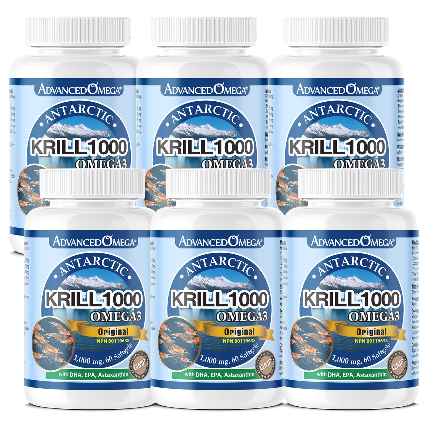 Advanced Omega, Antarctic Krill Oil 1,000 mg with DHA, EPA and Astaxanthin, 60 Softgels - 6 PACK