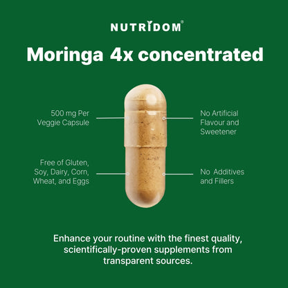 Nutridom Moringa Leaf Concentrate 4x, 500 mg, 120 Veggie Capsules