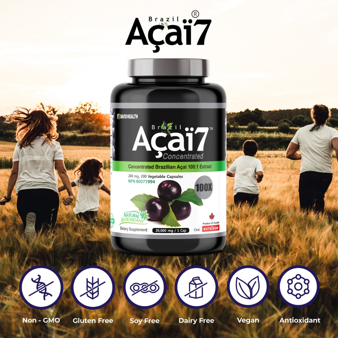 Brazil Acai 7, Acai Berry Fruit Concentrate 100x, 200 mg(20,000 mg QCE) 200 Veggie Capsules