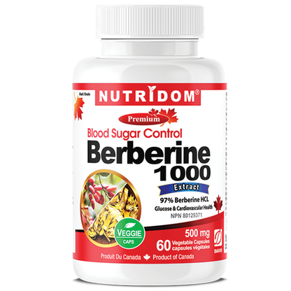 Nutridom Berberine 1000, 500mg, 97% Berberine HCL, 60 Veggie Capsules