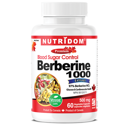 Nutridom Berberine 1000, 500mg, 97% Berberine HCL, 60 Veggie Capsules