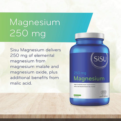 Sisu Magnesium Malate 250 mg, 200 Veggie Capsules