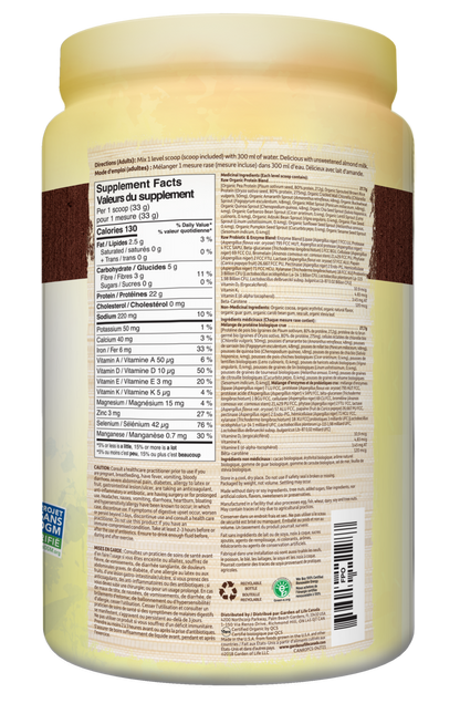 Garden of Life Raw Organic Vegan Protein Powder - Chocolate 660g