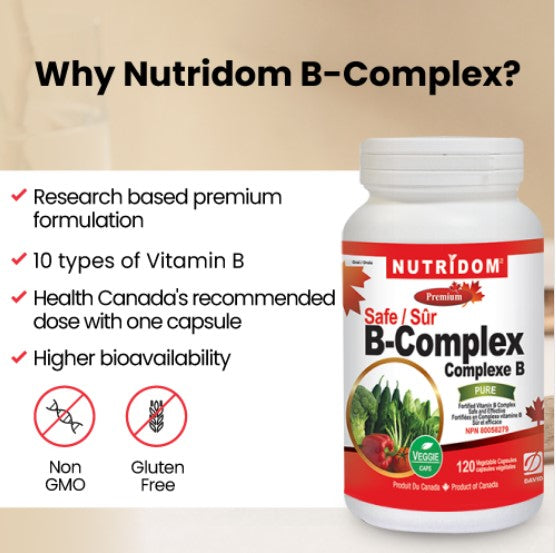 Nutridom Vitamin B-Complex SAFE, 120 Veggie Capsules - 6 pack