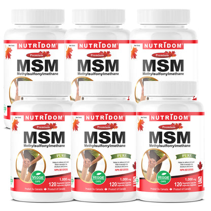 Nutridom MSM, Methylsulfonylmethane, 1,000 mg, 120 Veggie Capsules - 6 PACK