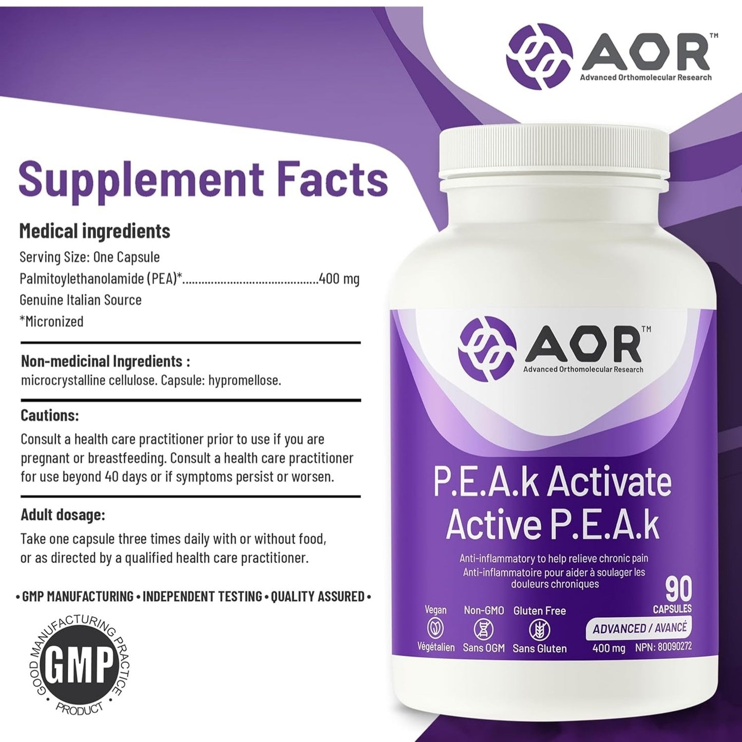 AOR P.E.A.k Activate 400mg 90 Capsules