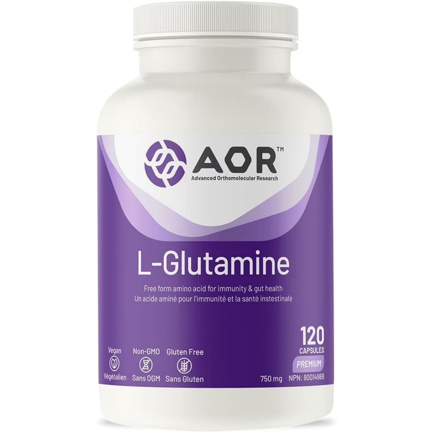 AOR L-Glutamine 750mg 120 Capsules