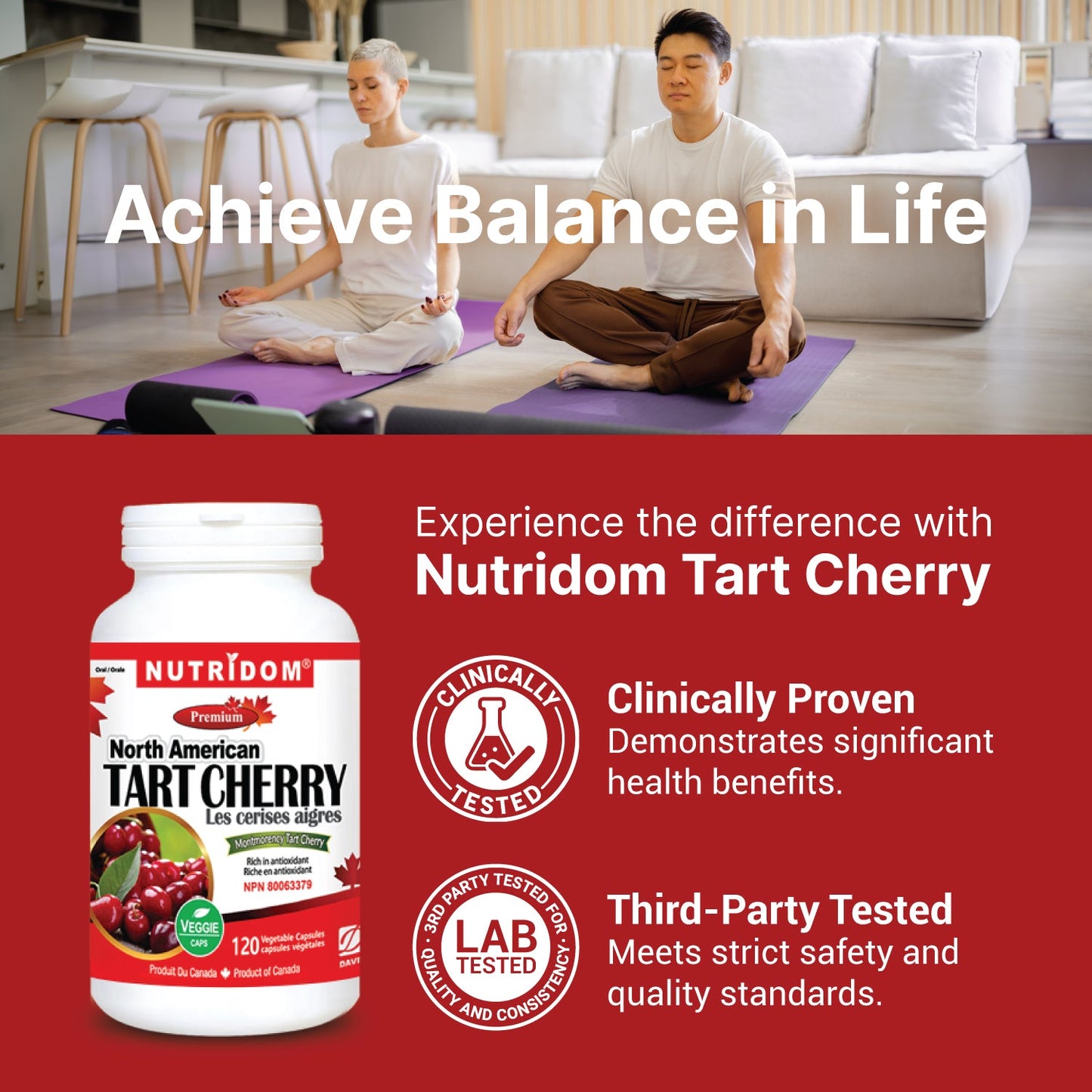 Nutridom Tart Cherry, Montmorency Whole Fruit Extract, 500 mg, 120 Veggie Capsules