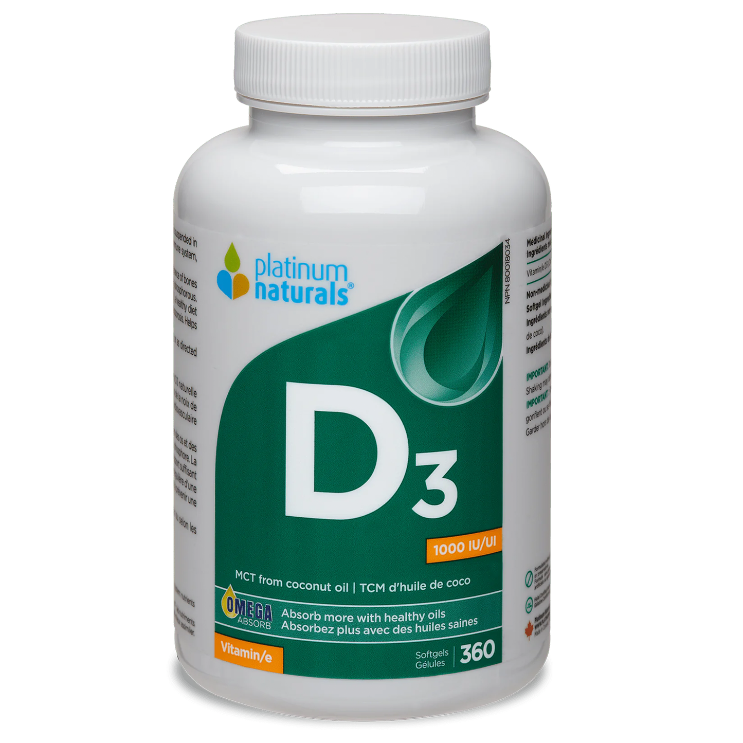 Platinum Naturals Vitamin D3 1,000IU 360 Softgels