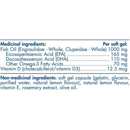 Nordic Naturals Omega-3D 60 soft gels (lemon)