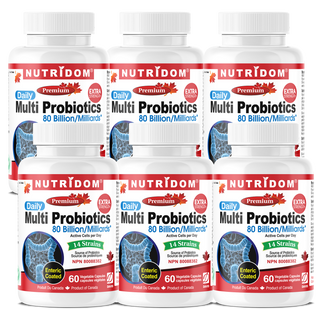 Nutridom Multi Probiotics, 80 Billion, 14 Strains, 60 Veggie Capsules - 6 PACK