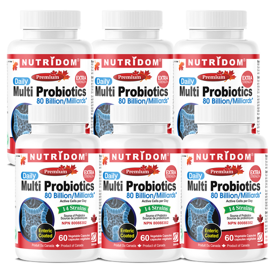 Nutridom Multi Probiotics, 80 Billion, 14 Strains, 60 Veggie Capsules - 6 PACK