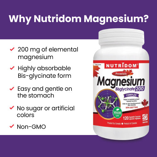 Nutridom Magnesium Bisglycinate, 200 mg, 120 Veggie Capsules