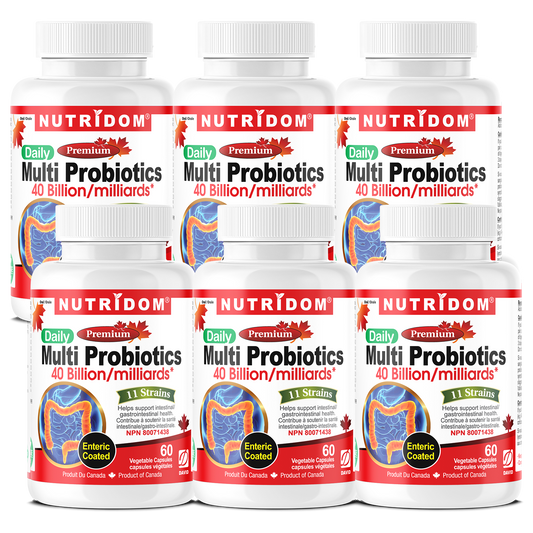 Nutridom Multi Probiotics, 40 Billion, 11 Strains, Enteric Coated, 60 Veggie Capsules - 6 PACK