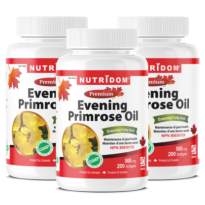 Nutridom Evening Primrose Oil, 500 mg, 200 Softgels - 3 PACK