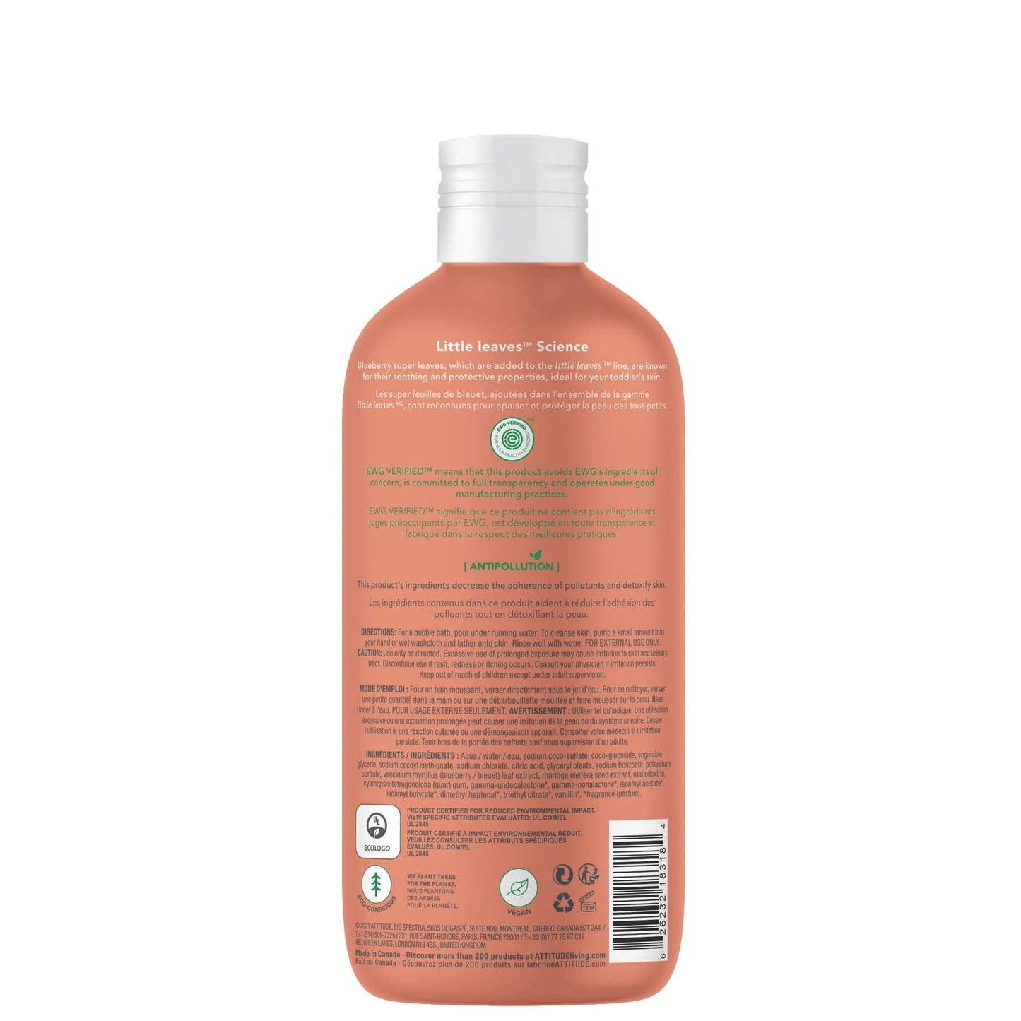 Attitude Little Leaves Bubble wash - Mango 473ml