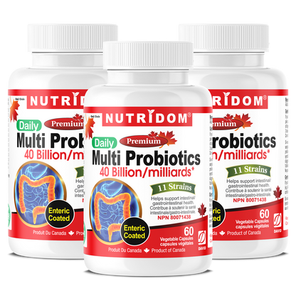 Nutridom Multi Probiotics, 40 Billion, 11 Strains, Enteric Coated, 60 Veggie Capsules - 3 PACK