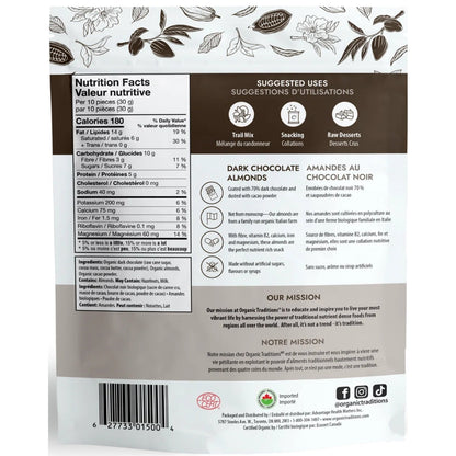 Organic Traditions Dark Chocolate Almonds 227g